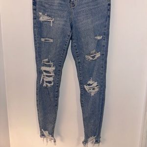 American Eagle Curvy High Rise Distressed Jeans